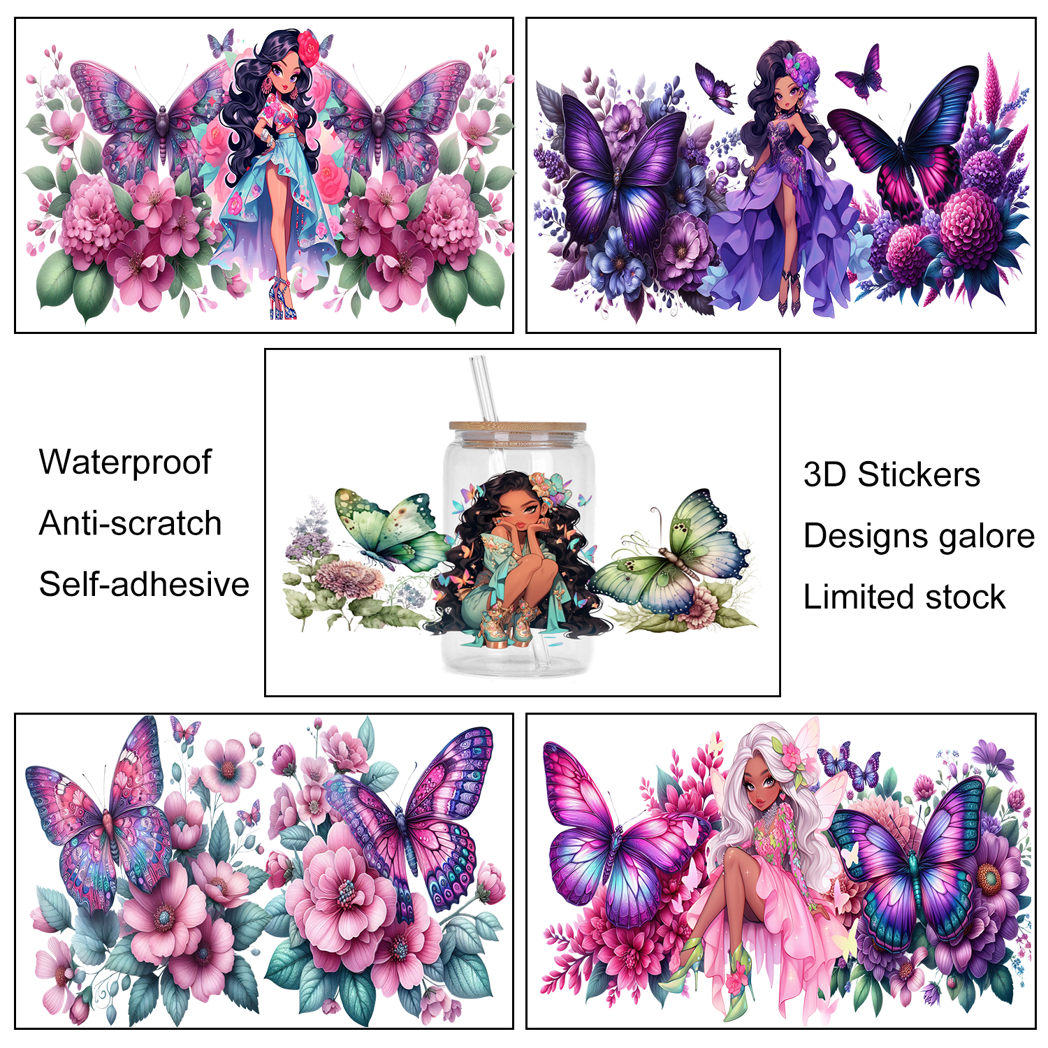 Rdta Tank Glass - Cute Butterfly Girl Series Pattern UV