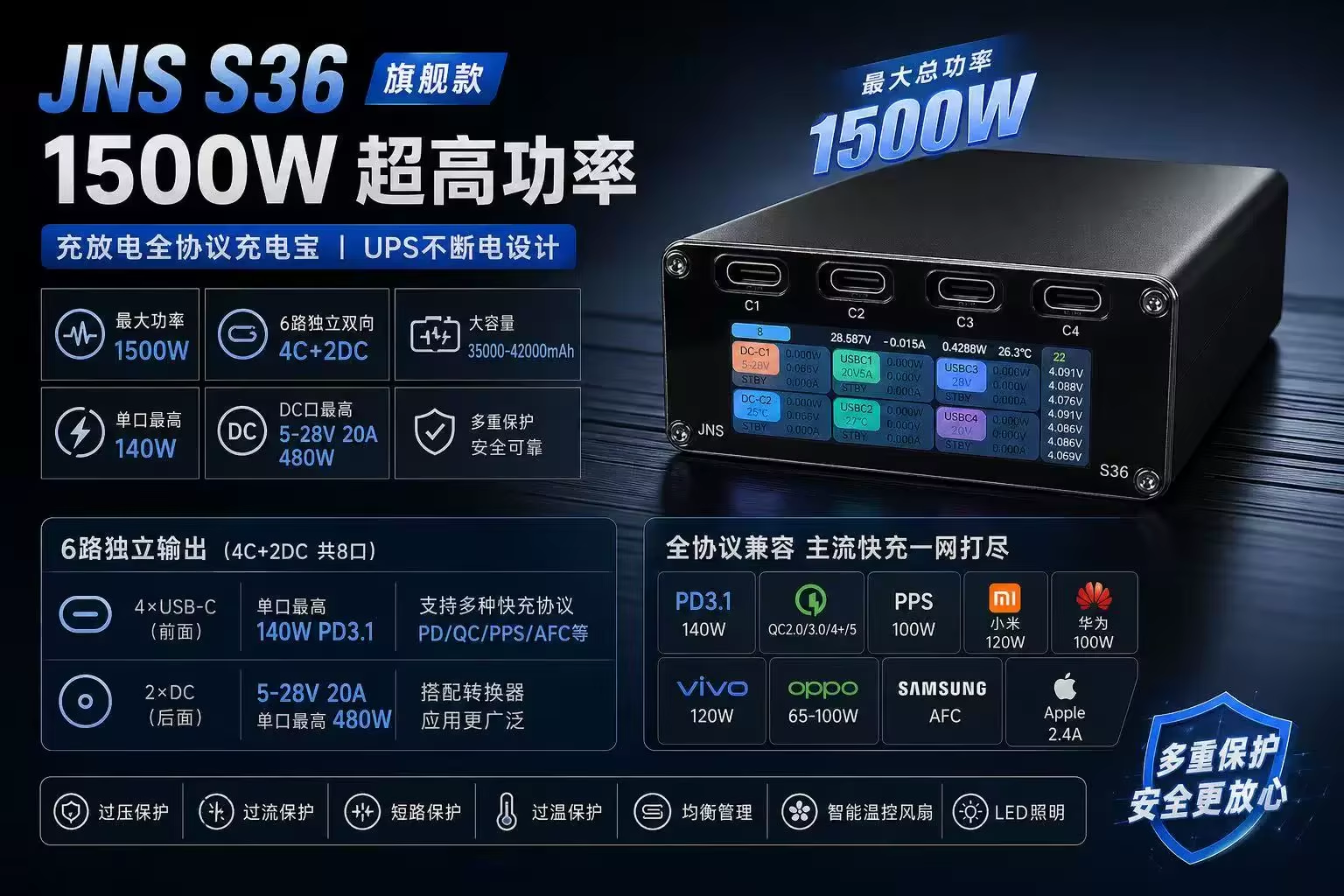 JNS S36 seven section high-pow – Battery Case Storage recenzja i cena