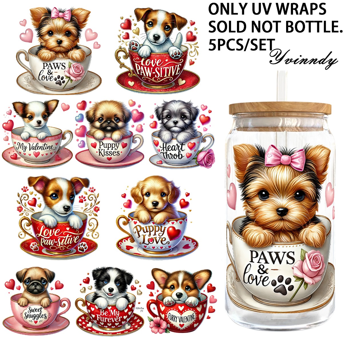 5Pcs/Set Valentines Puppy 16OZ – Rdta Tank Glass recenzja i cena